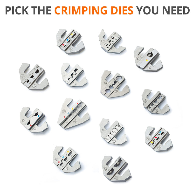 Wirefy Crimping Tool 9" for Quick Change Crimping Dies - High Leverage Wire Crimper - Crimping Pliers - Ratcheting Terminal Crimp Tool - 26-4 AWG Crimping Tool 9" - No Die