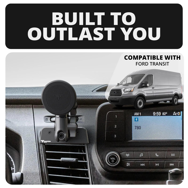 Tackform Link Vent Mount Magnetic Phone Holder - Compatible with MagSafe, 2020-2025 Ford Transit (Excluding Connect) | Not for Use with Factory 12" Screen | All Metal | Professional Grade, Heavy-Duty Black