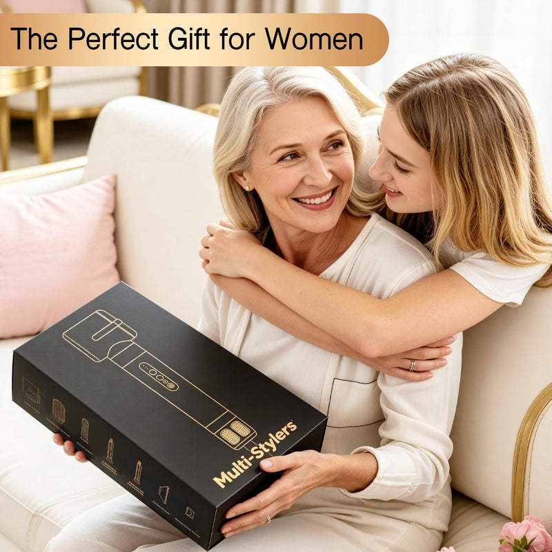 7-in-1 Hot Air Styler Set – 1400W Hair Dryer with Rotating Styling Brush for Straightening,Curling,Volumising & Smoothing – At-Home Salon Hair Kit for All Hair Types, Ideal Gift