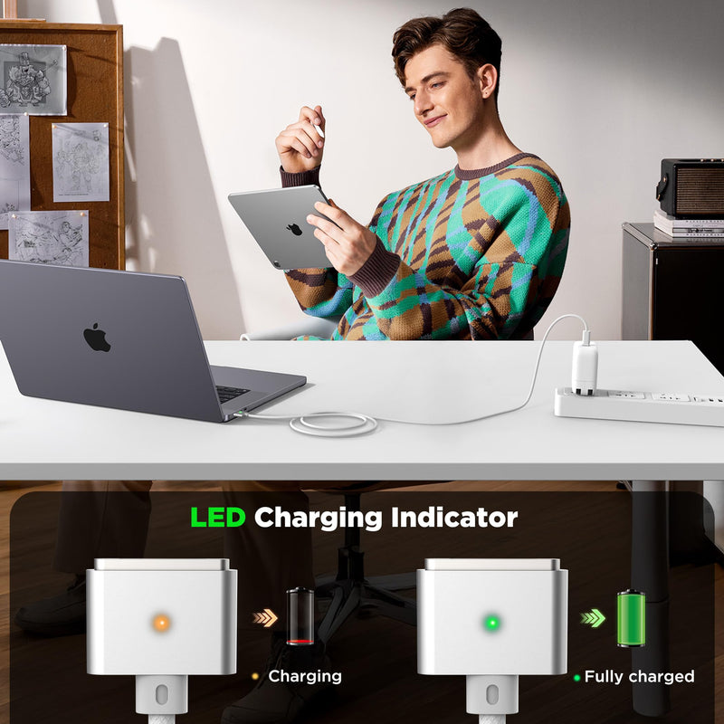 LUCMO 140W Magnetic 3 Cable 10 FT for M5/M4/M3/M2 MacBook Air Pro Charger, Fast Charging USB C Cord for MacBook Air (13"/15" 2026/2025/2024/2023/2022), Pro (16"/14" 2026/2025/2024/2023/2021), White