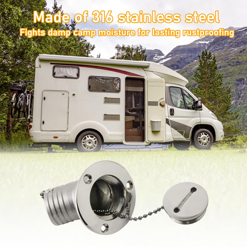 Boat Deck Fill/Filler 1-1/2"(38mm) Water Deck Fuel Filler Angled Neck 316 Stainless Steel Hardware with Key for Boat Yacht Caravan (Universal) Universal