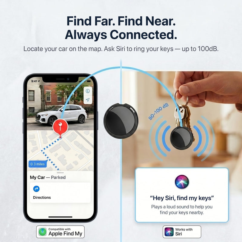2 Pack GPS Tracker for Vehicles Find My Locator Finder Waterproof iOS Only | No Subscription Required Network Real Time Magnetic Car Tracker Device Hidden Item Finder Mini Global Network for Car Dog