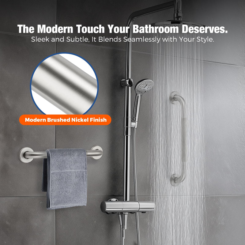 Grab Bars for Shower 2 Pack 18-Inch, Stainless Steel Anti-Slip Safety Shower Handle for Elderly Bathroom Wall Support Handicap Handicap Grab Bars for Seniors, Brushed Nickel 18 Inches