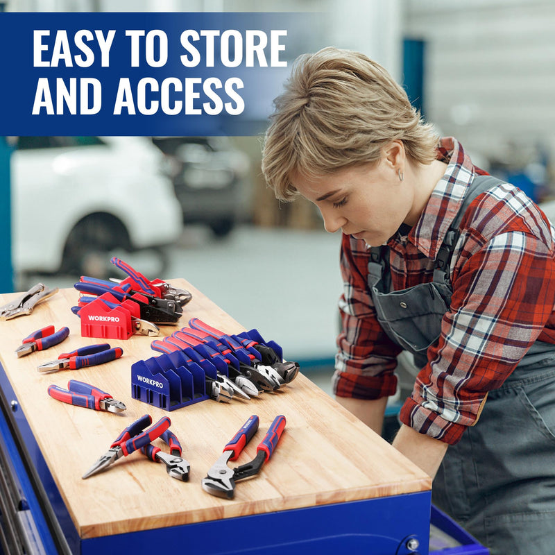 WORKPRO 2-Pack Plier Organizer Rack, Pliers Holder and Cutter Organizers with Non-Slip Rubber Base, 20-Slot Tool Box Organizer, Tool Drawer Organizer, Tool Storage, Plier Rack (Pliers Not Included)