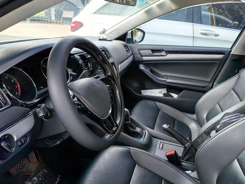  [AUSTRALIA] - XHRING Car Steering Wheel Cover for Cadillac XT5 Escalade CTS ATS XT4 Lyriq CT4 CT5 CT6 ELR STS XLR XT6 Coupe V Premium Luxury Sport Performance 3.6 Accessories, Leather Black 14 ½''-15''