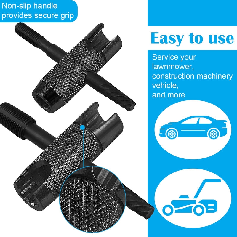 NOVINO Grease Zerk Tool,4 Way Zerk Grease Fittings Removal Tool Fit 1/4"-28 SAE,1/8"-NPT,M10x1 M8x1 and Hex Size 3/8" 5/16" 7/16" for Remove Install Rethread Damaged Fitting Black