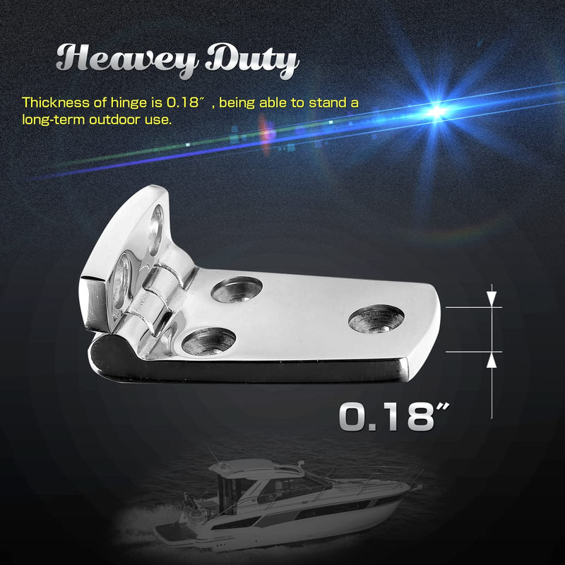 AMYSPORTS Hardware Mount Door Hinge Stainless Heavy Duty Boat Hinge Steel Cabinet Deck Stainless Hinge Marine Garage SUS316 1.51 inch x 2.8 inch 2pcs