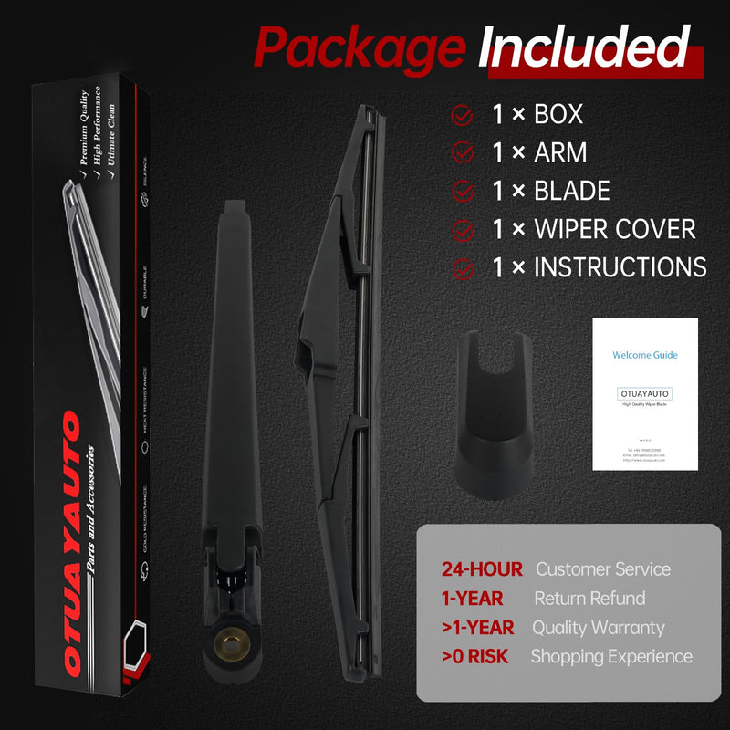 OTUAYAUTO Rear Windshield Wiper Arm Blade Set - Replacement for Mazda CX-5 CX5 2013-2023 - Factory Style Back Wiper Cover Accessories Assembly for Rear Window Rear Wiper Arm and Blade Replacement for Mazda CX5 2013-2023