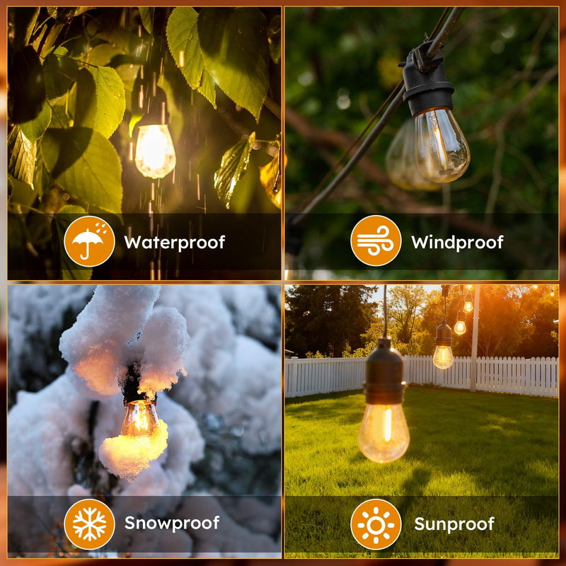 GvvooHome 48 Pack S14 LED Replacement Light Bulbs, Shatterproof Plastic 1W Outdoor String Light Bulbs for Patio, Garden, Waterproof, E26 Regular Medium Screw Base, Warm White 2200k Warm