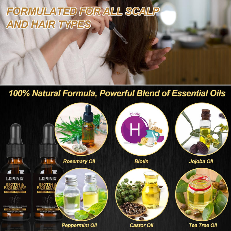Rosemary Oil for Hair Growth, Diluted Rosemary Oil Hair Growth Serum with Derma Roller & Scalp Massager Hair Thickening Products Hair Loss Treatment for Men Women, Mens Gift Set 15 ml (Pack of 4)
