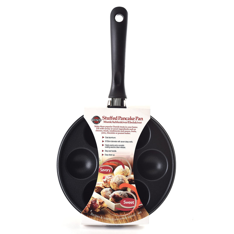 Norpro Nonstick Stuffed Pancake Pan, Munk/Aebleskiver/Ebelskiver 16.5″ x 9″ x 1.25″ Black 16.5″ x 9″ x 1.25″