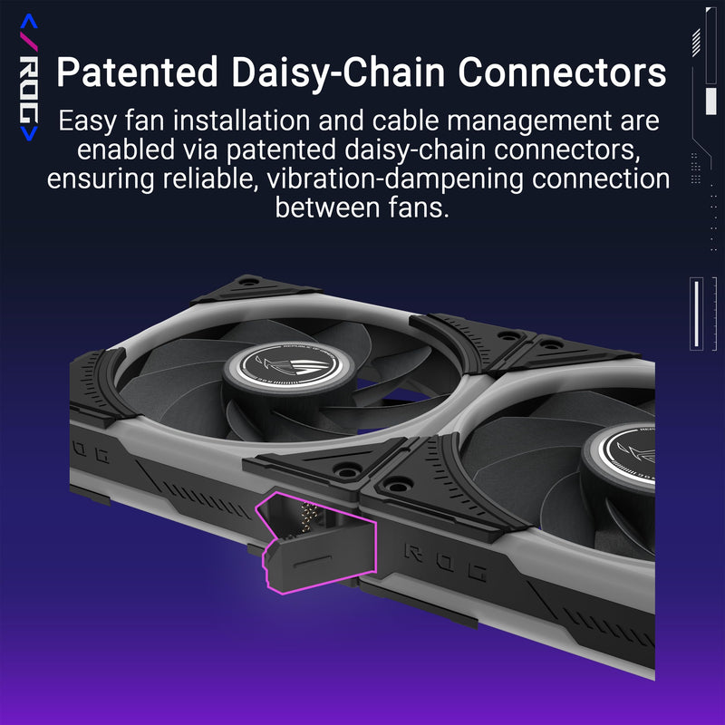 ASUS ROG Eurux GR120 ARGB Reverse PWM Fan Single Pack 120mm PWM, 2200RPM, Patented Daisy-Chain, Custom Lighting Effects