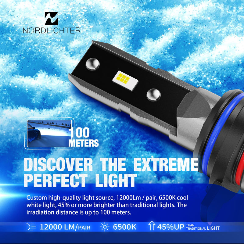 9012 Bulbs, 9012 Fog Light Bulbs 300% Brighter 6500K Xenon White Fanless Wireless Light for Car (Pack of 2)