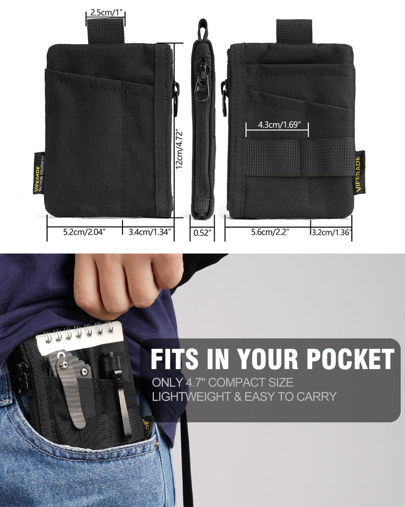 VIPERADE VE28 6-in-1 EDC Pouch, 500D Compact EDC Pocket Organizer, Molle Extension Tool Storage Bag, Small Coin Purse/Card Holder/Swiss Army Knife Pocket Pouch (Black) Black