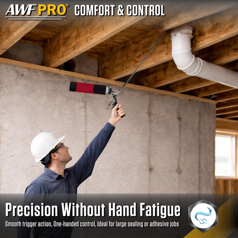 AWF PRO Spray Foam Gun – 2' Long Nozzle, High Precision, Adjustable Flow Control, Contractor-Grade Pro Applicator for Insulating Foam Sealant Non PTFE Coated Pack of 1