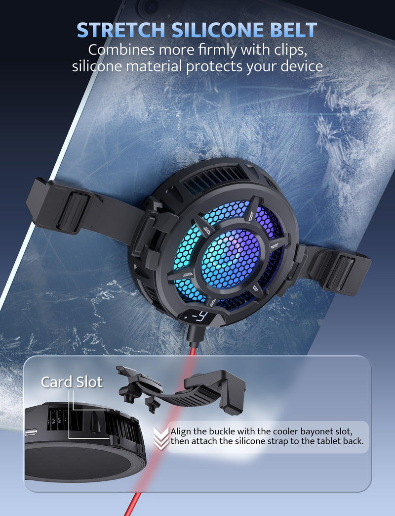 darkFlash iPad Cooler, Magnetic/Back Clip 2 in 1 Tablet Cooler for ipad/Surface pro/Samsung Tab, Steam Deck Fan, 30W Tablet Cooling Case with Temperature Display for Gaming, Live Streaming (GT-PRO)