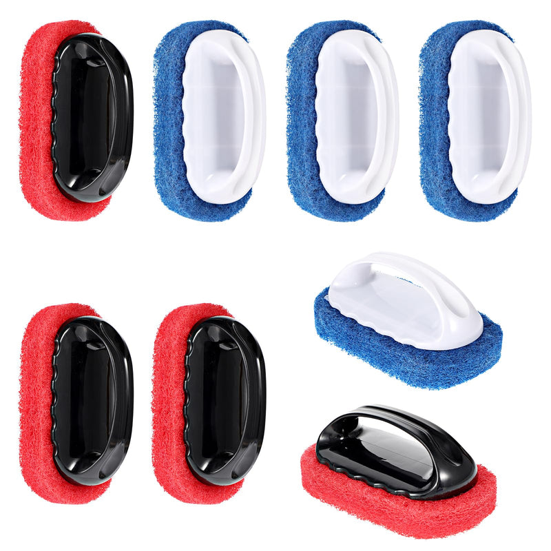8 Pack Teak Brush Cleaner with Handle Teak Cleaning Brush Cleaning Scrub Scouring Pads Scrubbers for Simple Easy Polishing Refinishing Clean up Boat Accessories