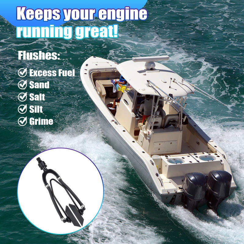 Threlaco 2 Pcs Summer Outboard Motor Flusher and Lower Unit Gear Oil Pump Set Dual Water Feed Boat Engine Motor Flusher Fluid Pump for Quart Bottles Adapters Fit Most Marine Boat Outboard Motors