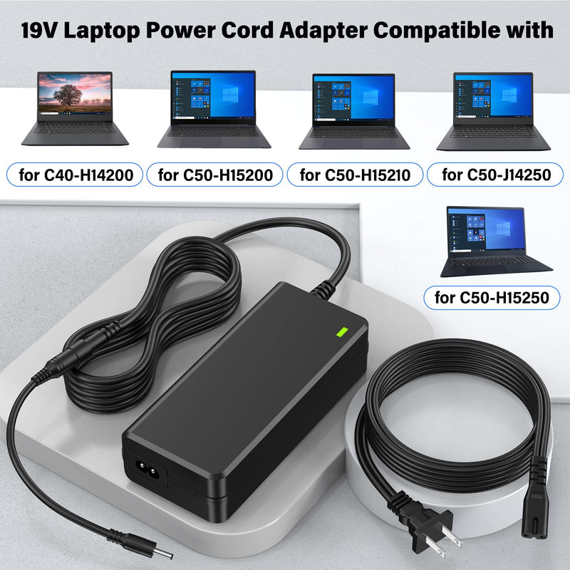 19V Laptop Charger Replacement Fit for Dynabook Satellite Pro C50-E C50-H | Power Cord AC Adapter for Dynabook Satellite Pro C50-J C50-K C40-H C40-G C40-J C30-K C50D-B E10-S1 E10-S2 R50-EC C40D-B-104