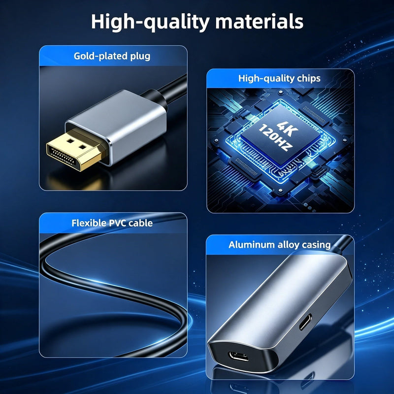DisplayPort to USB C Adapter, 4K@120Hz Unidirectional Display Port Source to USB C Monitor Display for Studio Display, Portable Monitor Touchscreen, Nrea Air/Hua-wei VR Glass, Projector etc. USB C-07