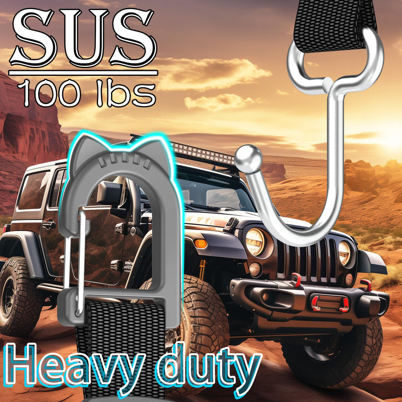 Headrest Hooks for Car, Car Seat Hooks, Car Bag Hooks, Adjustable Heavy Duty Metal Utility Seat Hooks, Car Accessory Organizer, 2-Pack E1