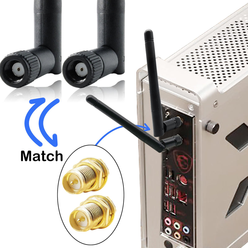  [AUSTRALIA] - WiFi Antenna PC Bluetooth Antenna, Dual Band 2.4Ghz 5Ghz 5.8Ghz 3dBi with RP-SMA Male (with No Pin) for Gaming Motherboard, RV Camera, Mini PCIE M.2 Wireless Card, Router -2 Pack RP-SMA Male Antenna 2 Pack