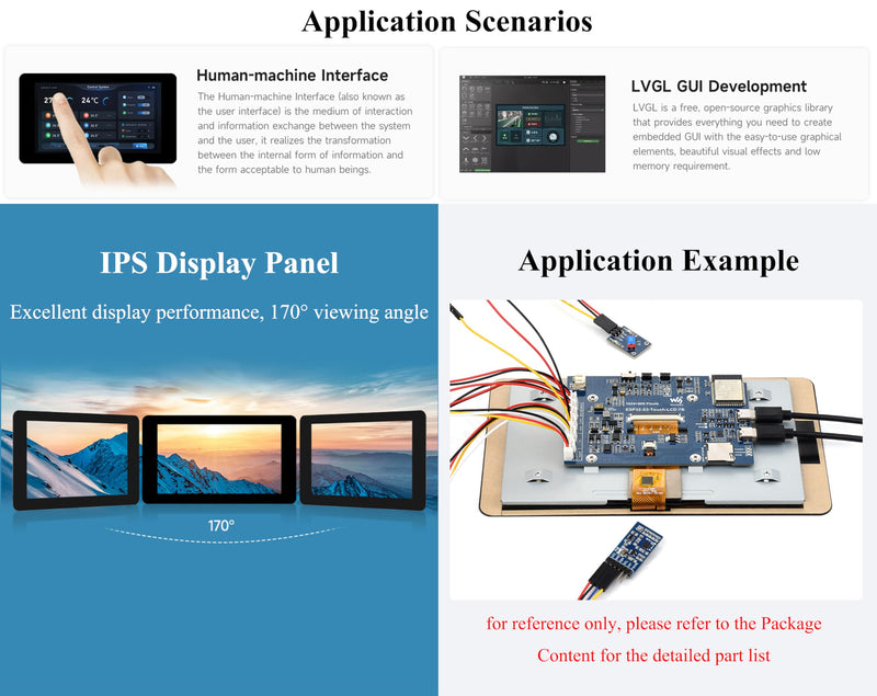 ESP32-S3 7inch Display Development Board, ESP32 with Display 1024×600, 32-bit LX7 Dual-Core Processor, Supports WiFi & BT, with Onboard Antenna, Backlight Adjustable, Multiple Peripheral Interfaces