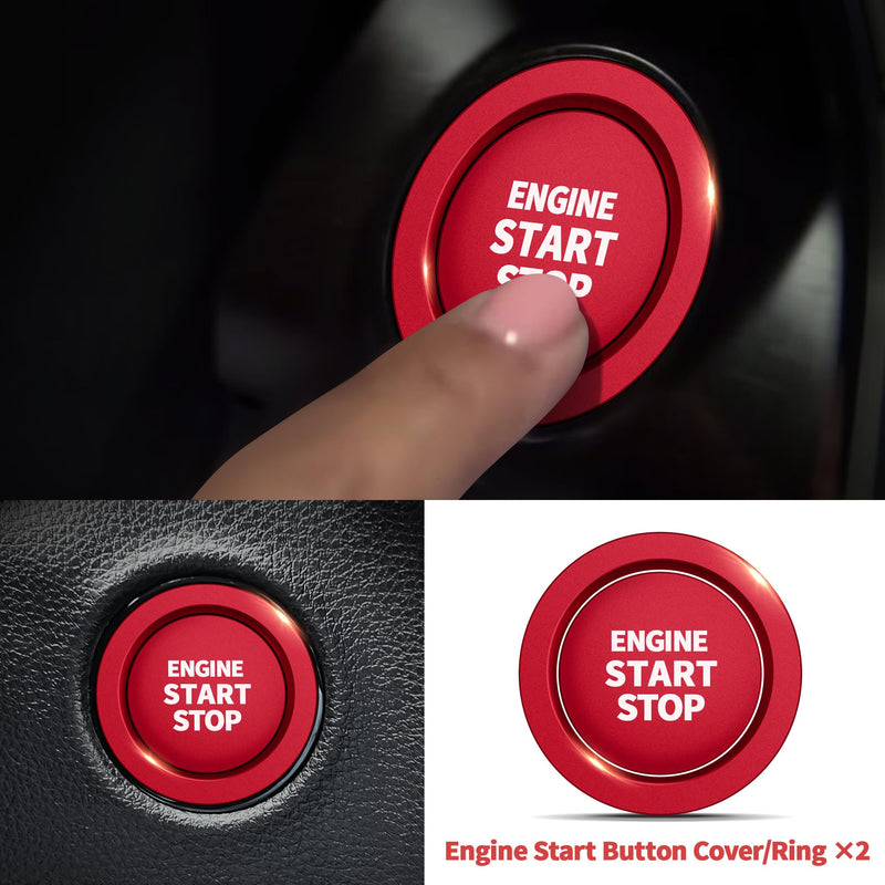 Knob Cover Accessories for Toyota Tundra 2022-2025 & Sequoia 2023-2025, 5pcs Aluminum Alloy Trim Set (Red, 14-inch Display Screen) Red