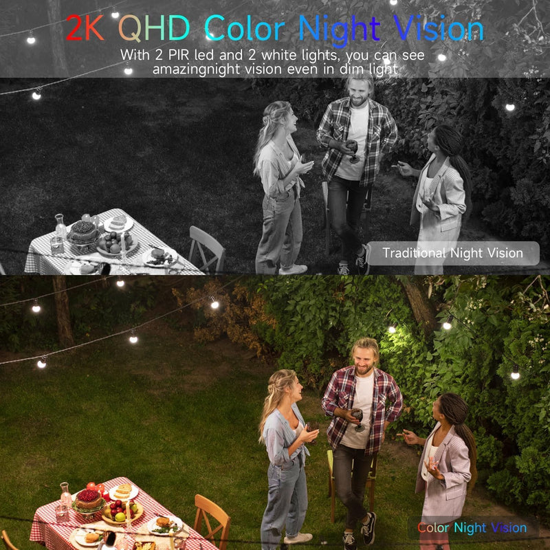 Rraycom 2Pack 5G&2.4G Security Cameras Wireless Outdoor - 2K Tuya Smart Camera for Home Security with AI Motion Detection, Spotlight, Color Night Vision,2-Way Audio, Waterproof, SD/Cloud,Works w/Alexa BLK