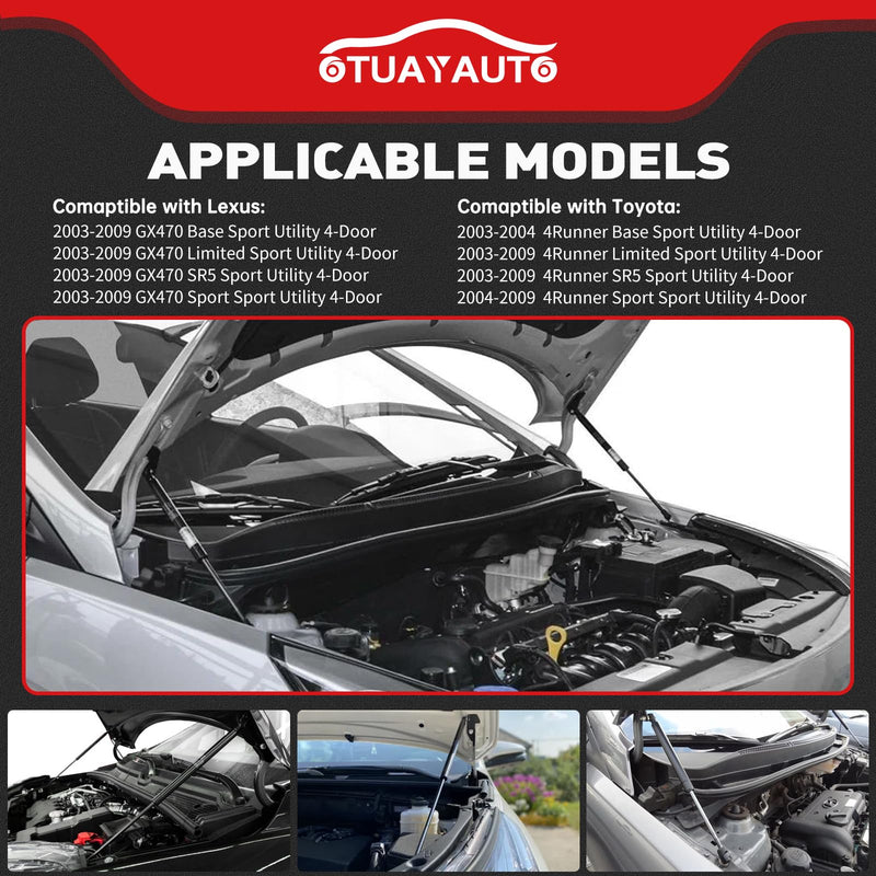 OTUAYAUTO Front Hood Struts - Replacement for 2003-2009 Lexus GX470, Toyota 4Runner Hood Lift Support Shock, OEM # SG329055, 5344039245 (Pack of 2) Replacement for Toyota 4Runner 2003-2009