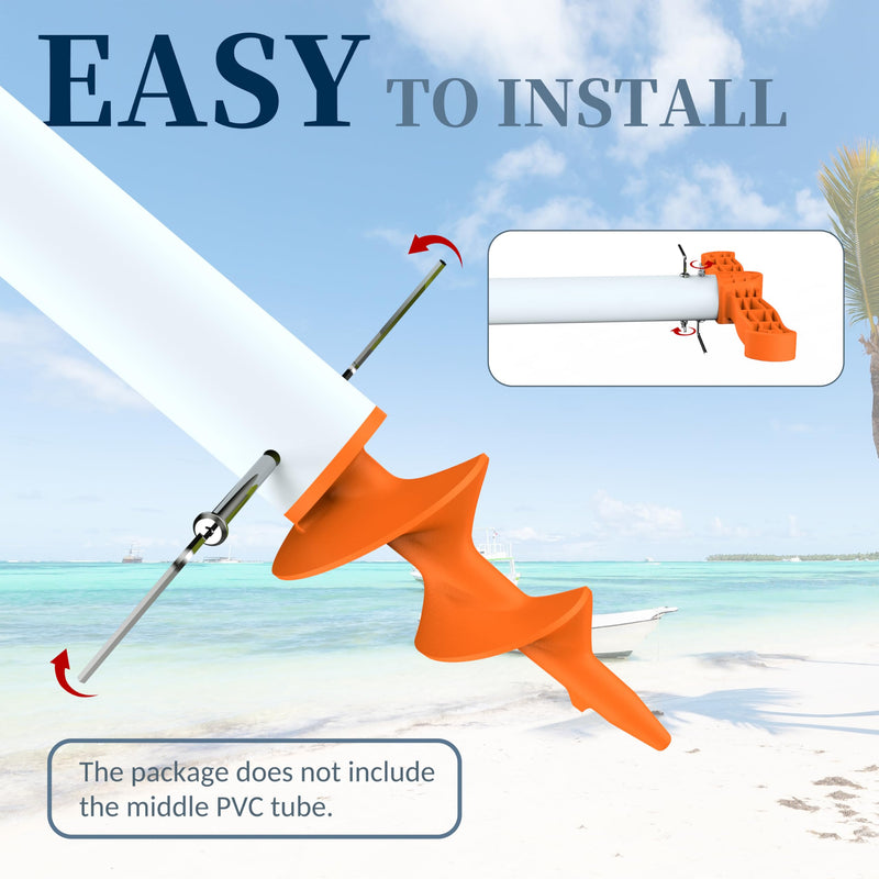 itayak Sand Dock Auger Kit for PVC Sandbar Anchors, Fits 1.5" SCH 40 PVC Tubing (ID 1.57''), T-Handle + Auger Set Only, PA66+30% GF, Orange 1pack