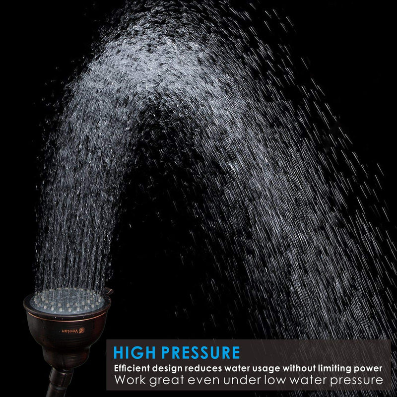 Voolan High Pressure Shower Head - 5 Function Rain Shower Head - Comfortable Shower Experience Even at Low Water Flow - Oil-Rubbed Bronze showerhead Oil Rubbed Bronze
