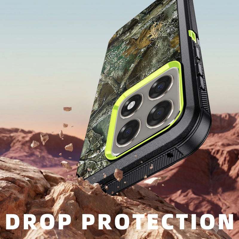 Compatible for Motorola Edge 2026 Case, Built in Screen Protector, Belt Clip Holster, Kickstand Heavy Duty Rugged Full Body Cover, Lime Camo