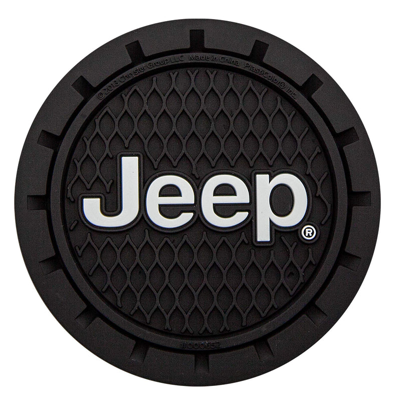 Plasticolor 000652R01 Jeep Logo Auto Car Truck SUV Cup Holder Coaster 2-Pack , Black