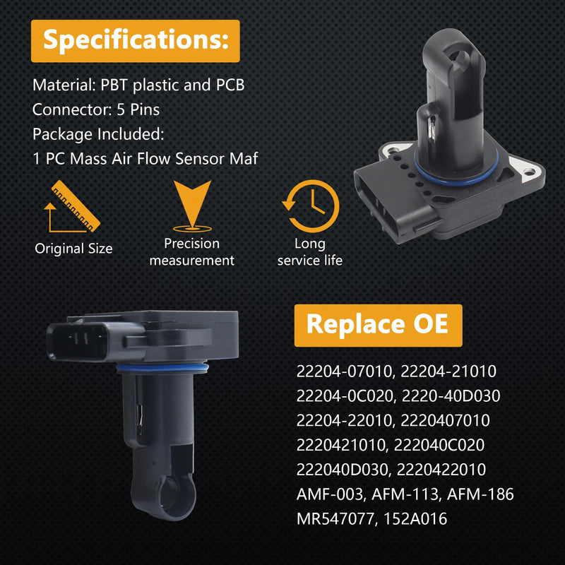 Mass Air Flow Sensor Maf Meter Compatible with Jaguar S-Type V6 3.0L 02-08; X-Type V6 2.5L 02-05 & LR2 L6 3.2L & Lexus/Mazda/Scion/Toyota/Volvo & More Replace OE 1525A016