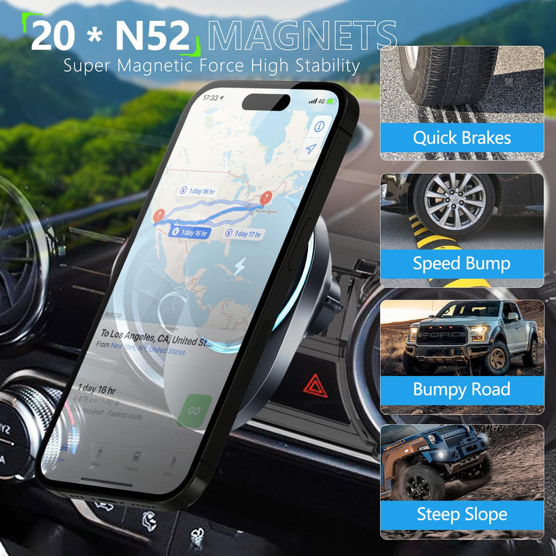 CLEC for Nissan Sentra 2020-2024 Magnetic Wireless Car Charger Phone Holder Mount Custom Fit for Nissan Sentra 2020-2024 15W Fast Charging Car Phone Holder Wireless Charger