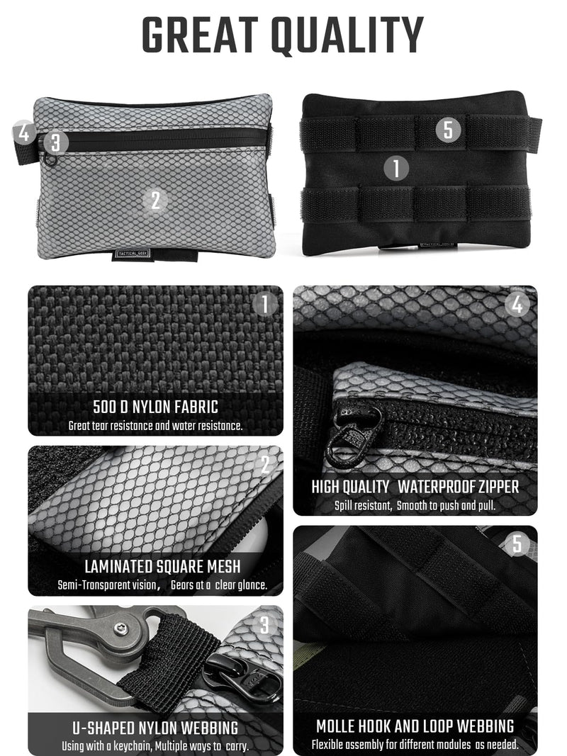 TACTICAL_GEEK Storage A5 EDC Storage Pouch Set, Multi-Purpose Molle EDC Gadget Pouch, Multi-Functional Utility Small Tool Pocket,Luggage Organiser Divider Small Pouch Organizer for Daily Carry(Black) Black