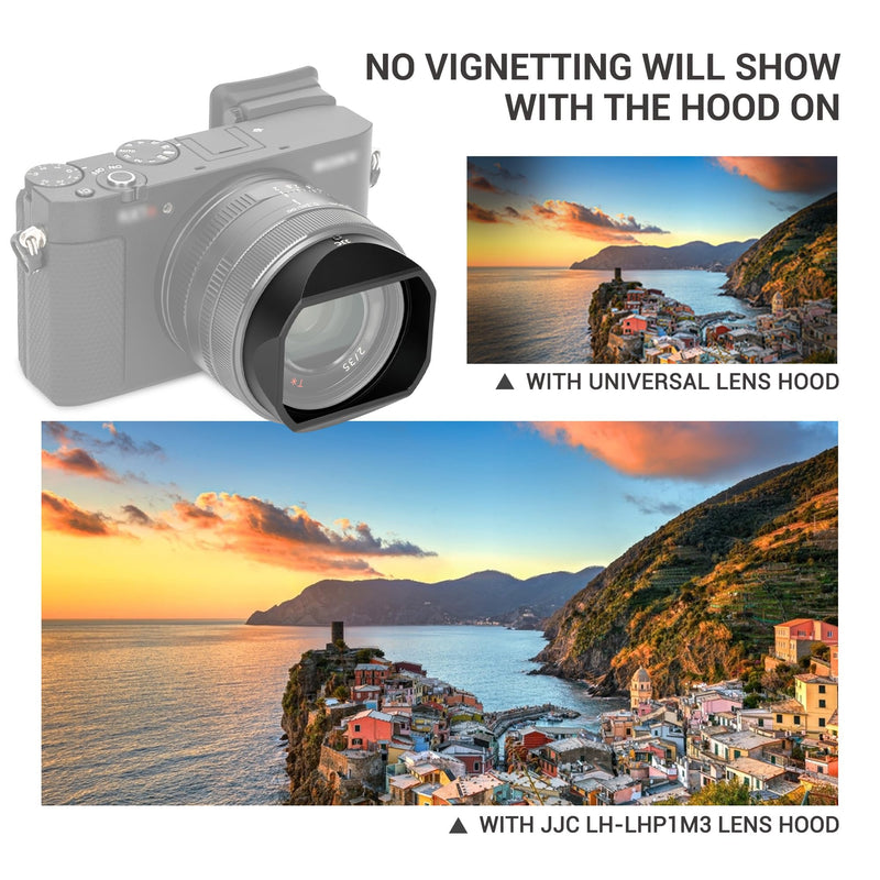 Metal Square LHP-1 RX1R III Lens Hood Shade Protector Cover with Lens Cap | for Sony RX1R III II RX1RIII RX1RII RX1RM3 RX1RM2 RX1 Cameras, E 55-210mm F4.5-6.3 OSS SEL55210, with Drawstring Pouch Minimalist Style