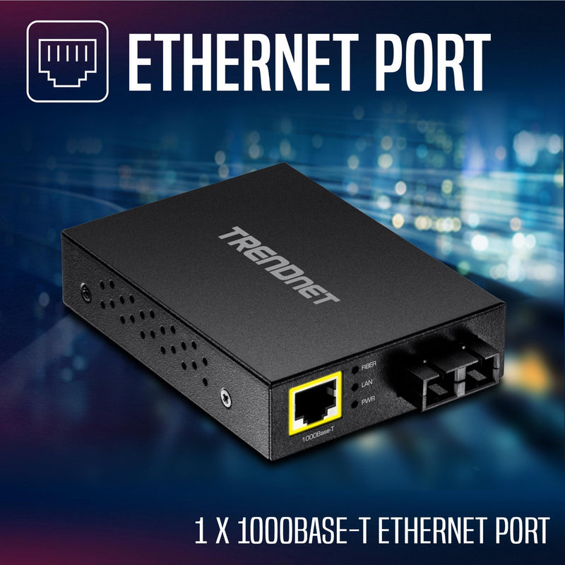 TRENDnet 1000Base-T to 1000Base-SX Multi-Mode SC Fiber Converter, up to 550M (1800 ft.), 2 Gbps Switching Capacity, TFC-GMSC 550 M Gigabit