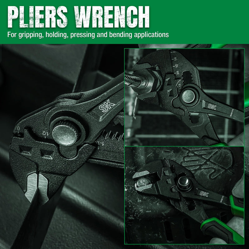 SK 2-Piece Pliers Wrench Set, Adjustable Parallel Smooth Jaw Pliers, 6-Inch, 7.5-Inch, Premium CR-V Construction, with Pocket Tool Pouch 6-Inch, 7.5-Inch Set