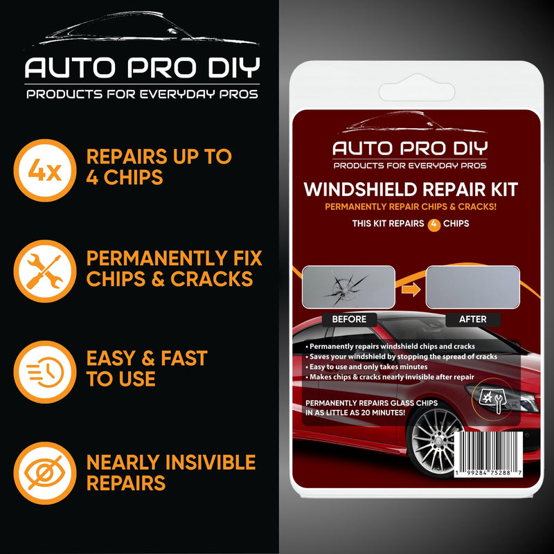 Windshield Repair Kit, 4 Pack (4 Chips Repaired), 20-Minute Glass Crack Repair Tool