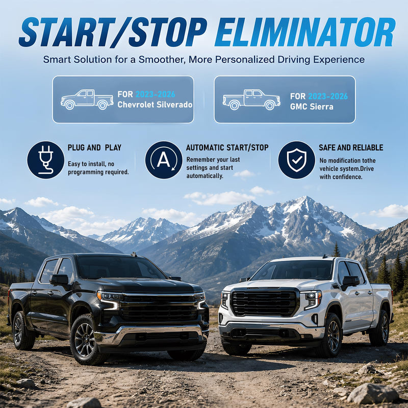 Auto Start Stop Eliminator Compatible with 2023-2024 2025 2026 Chevy Silverado and GMC Sierra Engine Disable Module for US and Canada Models, Smart Memory Device