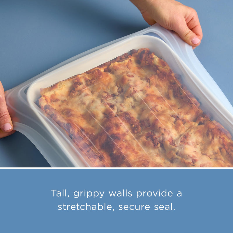 Stasher Reusable Silicone Stretch Lid for Casseroles, Pans, Baking Dishes–Rectangle Replacement Lid, 9”x13”, Stretchable, Leak-Free, Microwave Safe, Dishwasher Safe, Food Cover, Eco-Friendly, Clear Rectangular