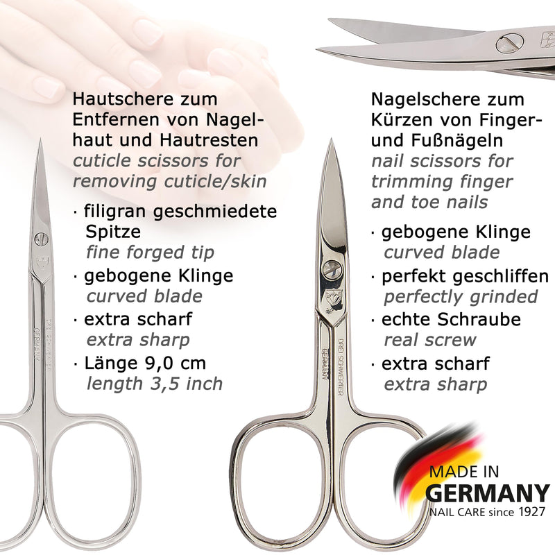 3 Swords Germany - brand quality 6 piece manicure pedicure kit set for professional finger & toe nail care with synthetic leather case - Made in Germany - brown