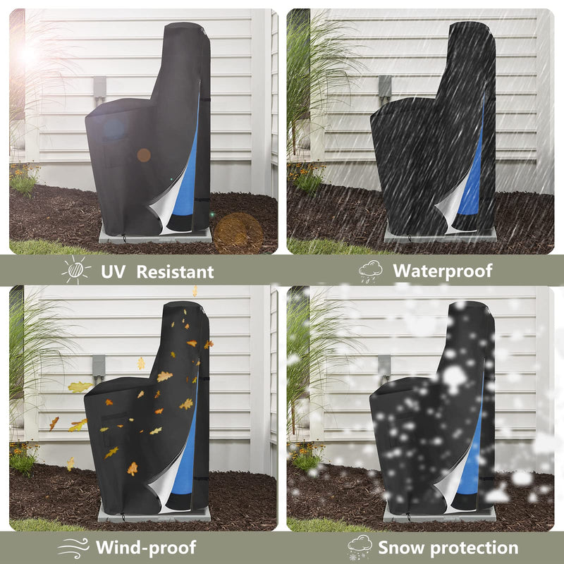 Bitubi Water Softener Cover with Split Zipper,Outdoor Water Softener Brine Tank Cover,Waterproof Anti-UV(64" H x 40" W x 16" D, Black) All Weather Protection 64" H x 40" W x 16" D(Black) Water Softener Cover (One-piece)