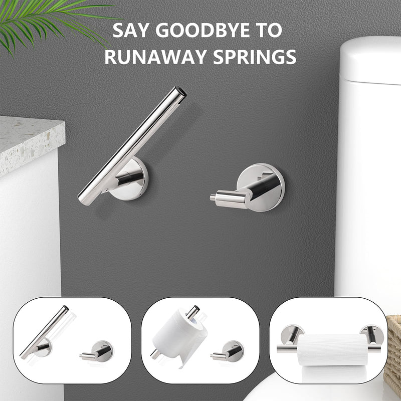 Polished Chrome Toilet Paper Holder & Towel Ring, SUS 304 Stainless Steel Silver Bathroom Hardware Set with Pivoting Toilet Paper Roll Holder Wall Mount for Bathroom Polished Chrome