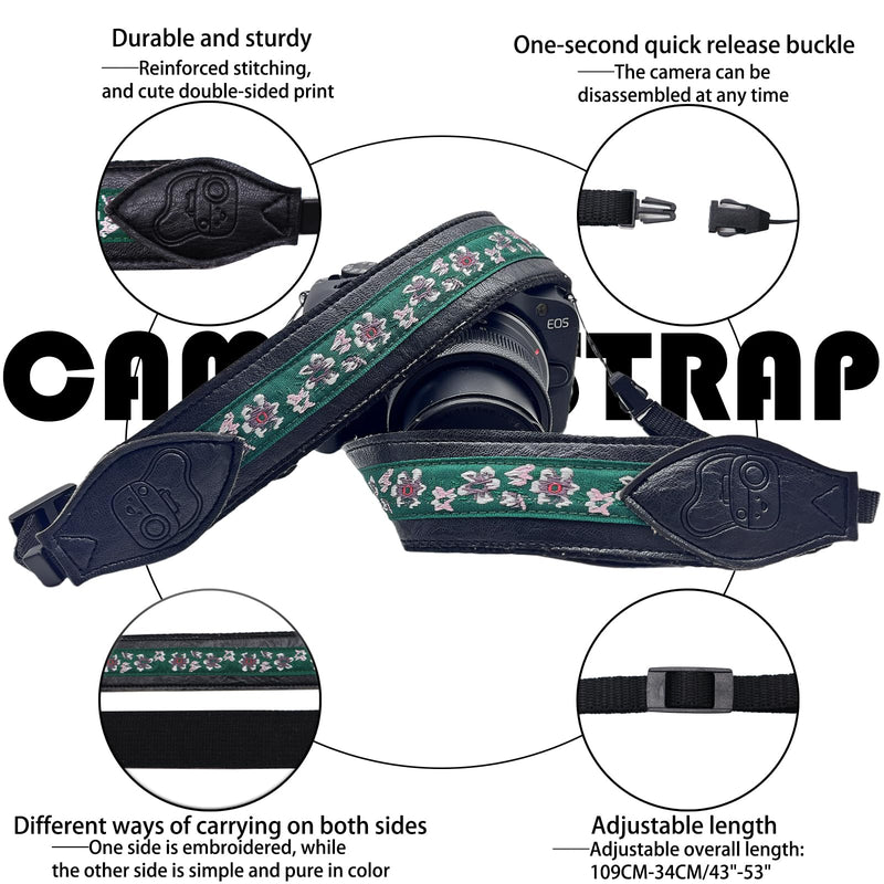 Camera Strap - 1.5" Wide Leather Camera Straps for Photographers, Quick Release Camera Neck Strap Fits All Cameras 01-black Leather Camera Strap