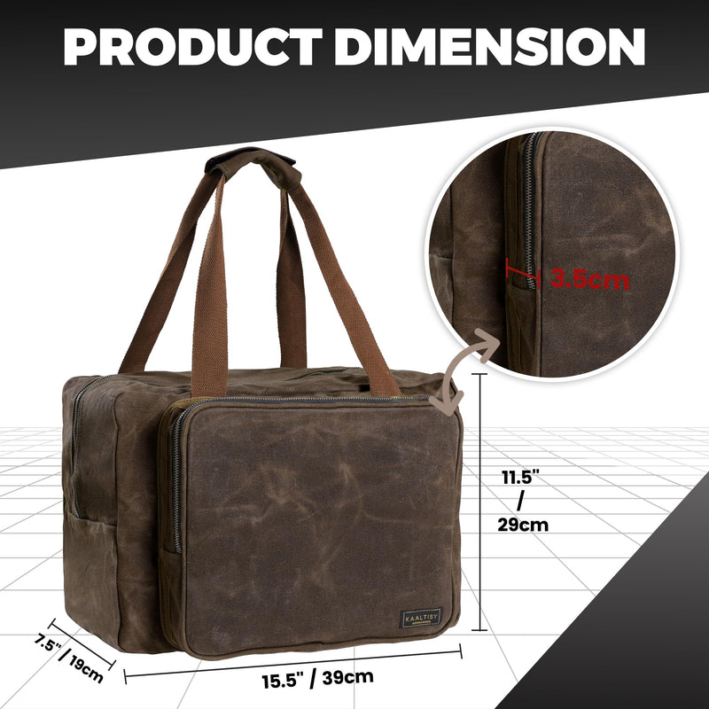 Kaaltisy 16oz Waxed Canvas Tool Bag – Robust Zipper Garden Tools Tote with 3 Compartments & Padded Handle (Grey) – Tool Organizer for Gardening Wire Cutters Goggles Grey