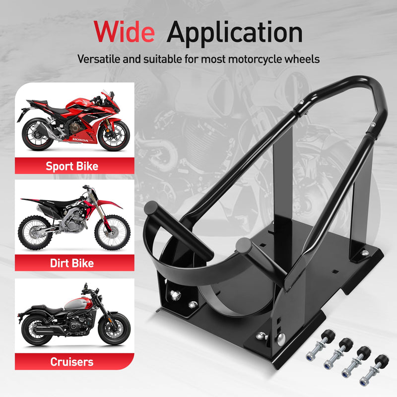 JY PERFORMANCE Motorcycle Wheel Chock, Universal Motorcycle Front Wheel Stand for Trailer, Cruiser, Sports & Dirt Bikes, 1800 lb Capacity Adjustable Wheel Stand for 15"-21" Wheels