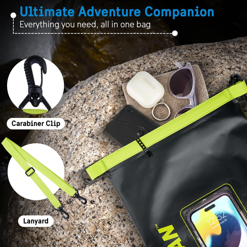 Pelican Marine IP68 Waterproof Dry Bag 5L w/Phone Pouch/Case - Black/Yellow Black/Yellow - 5L